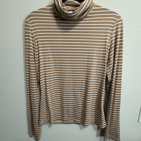 CLEARANCE!! - NWOT English Factory - Tan and White Striped Turtleneck - Picture 1 of 3